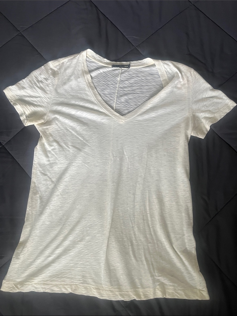 rag & bone Cream V-Neck Short Sleeve Tee